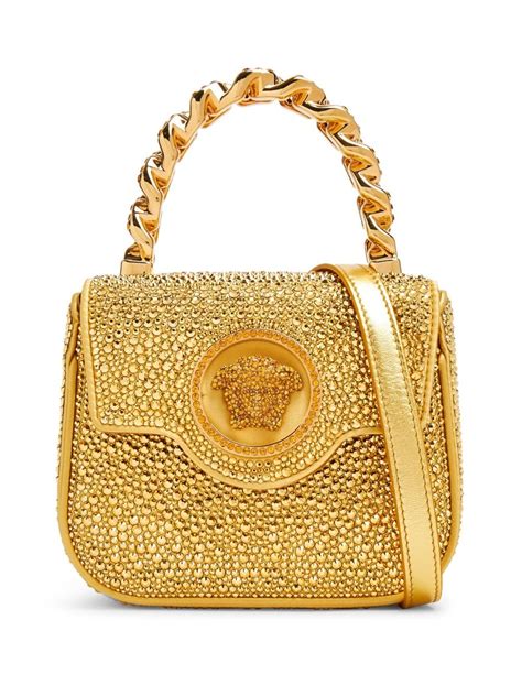 Versace Mini La Medusa Lime Green Leather Tote Bag, Top 